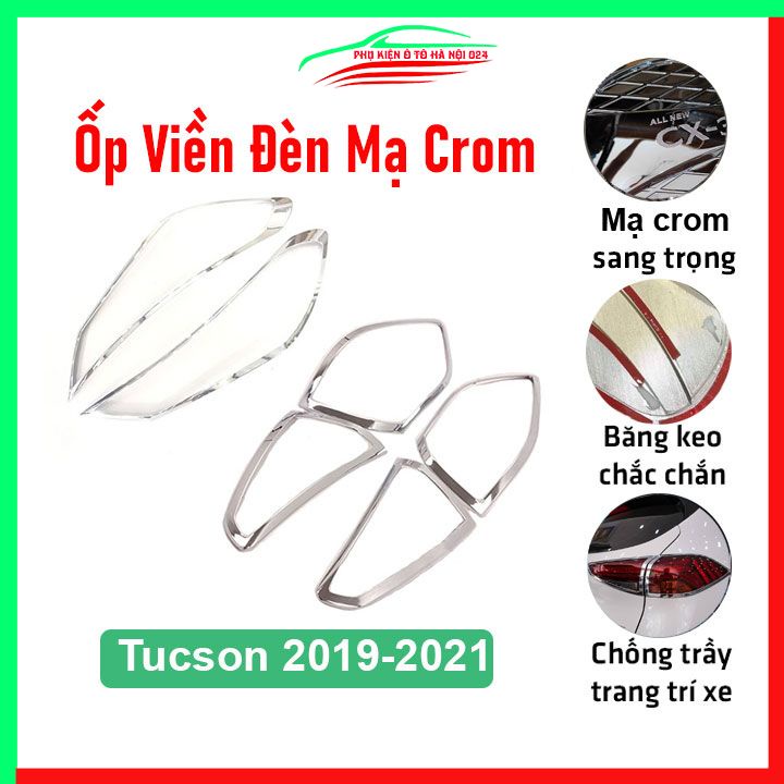 Ốp viền đèn pha hậu Tucson 2019-2021 mạ crom