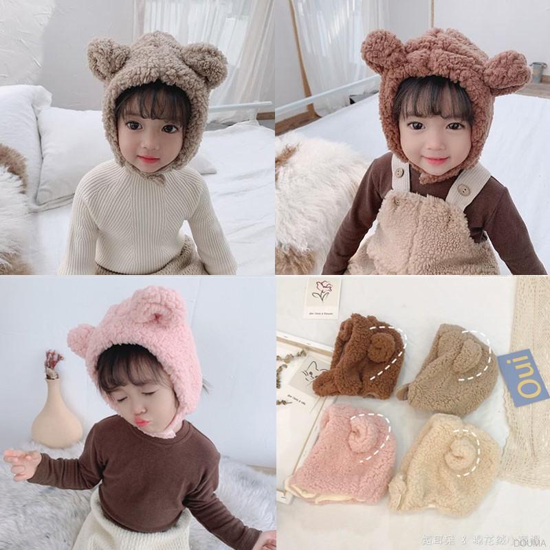 Mũ Len Kèm Khăn Choàng Giữ Ấm Tai Kiểu Hoạt Hình Đáng Yêu Cho Bé