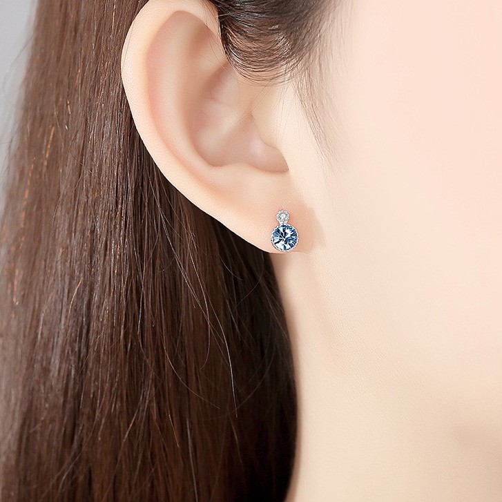 Bông tai nữ Bạc ý S925 đính đá sang trọng thiết kế tính tế dáng tròn dành riêng cho nữ - B2629 - Bảo ngọc jewelry