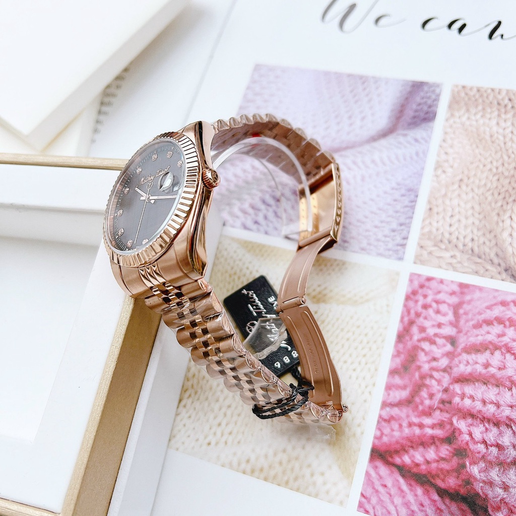 Đồng hồ đôi nam nữ Mathey Tissot Dial Brown Rose Gold