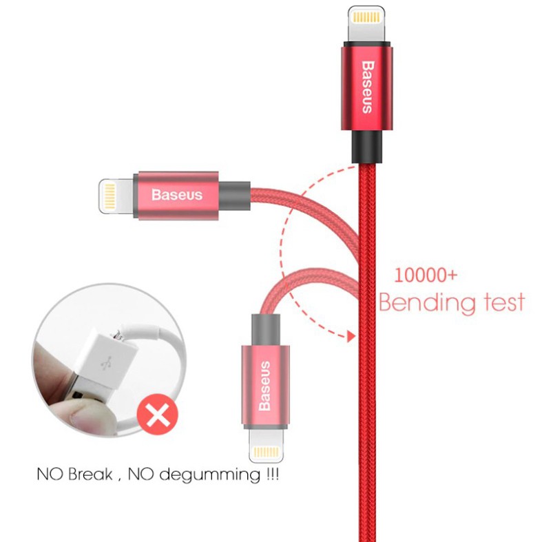 Cáp sạc Baseus chuẩn MFI của Apple cho iPhone 5/6/7/8/X/XR/XS sạc nhanh 2.4A dài 1m