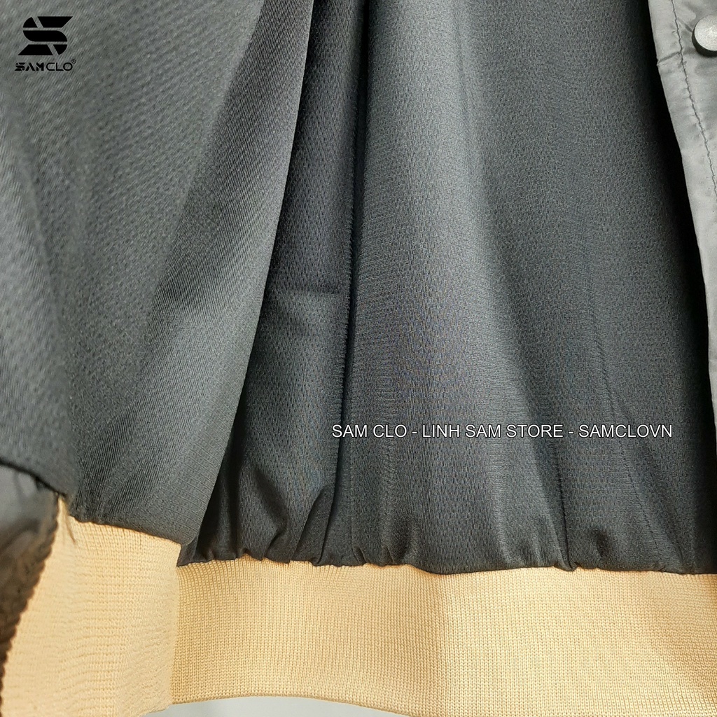 Áo khoác bomber vải dù SAM CLO có lớp lót chống nóng form rộng unisex mặc cặp - couple thêu chữ WANSNOTP