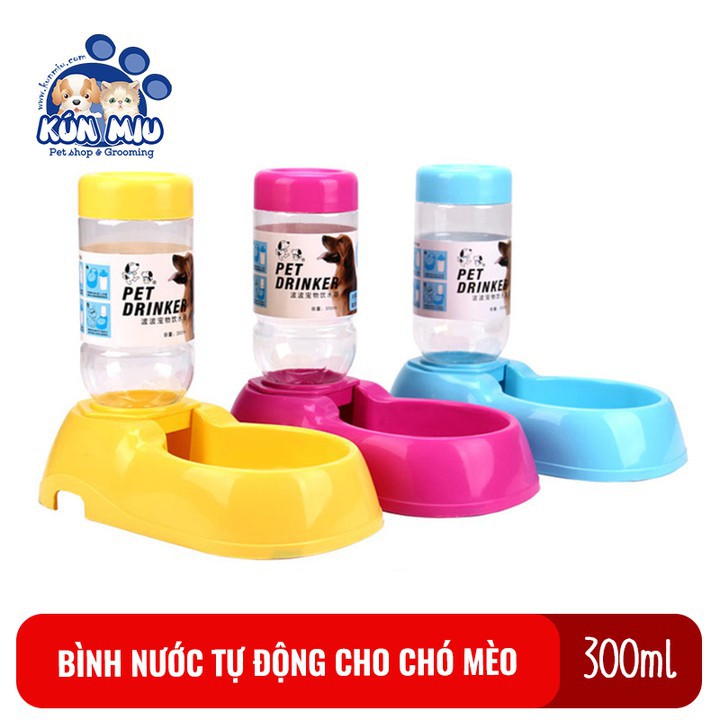 Bình nước tự động cho chó mèo Kún Miu 350ml chất liệu nhựa PP cao cấp nhiều màu sắc