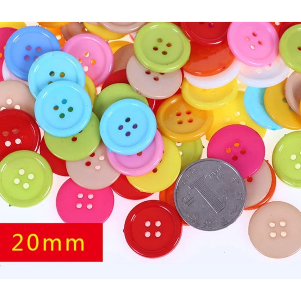 Set 100 Cúc nhựa nhiều màu đủ kích thước