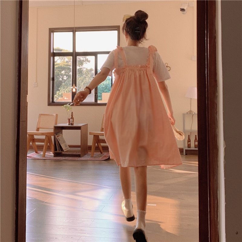 Váy Hai Dây Form Rộng Phong Cách Hàn Quốc Ngọt Ngào