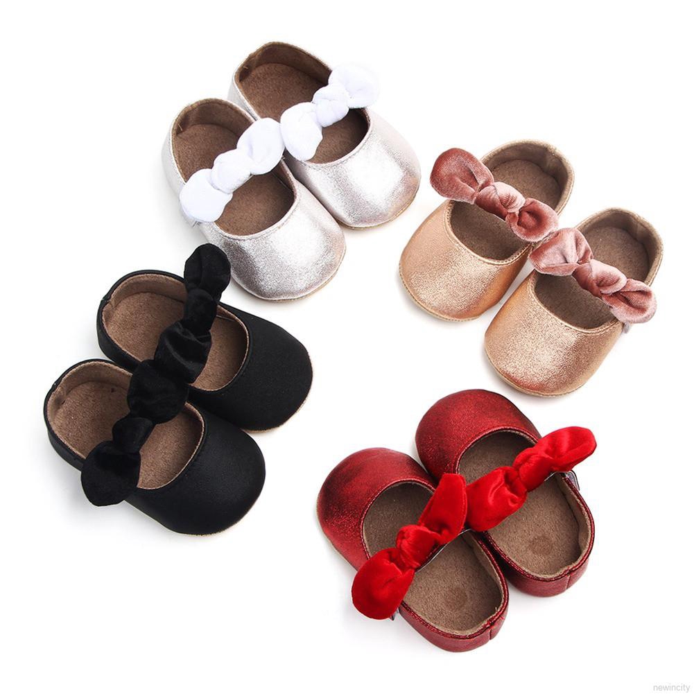 Giày búp bê đế mềm chống trượt đính nơ cho bé gái tập đi