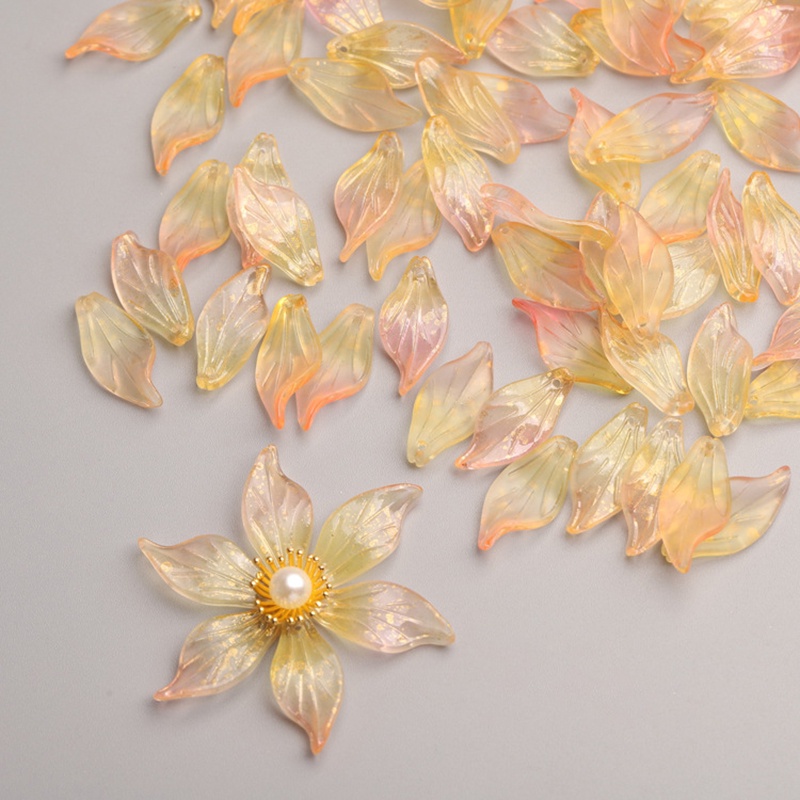 5 cánh hoa thủy tinh hoa lily dài 10*21mm, 14*30 mm nguyên liệu làm trâm làm trang sức cổ trangc cosplay cổ phục