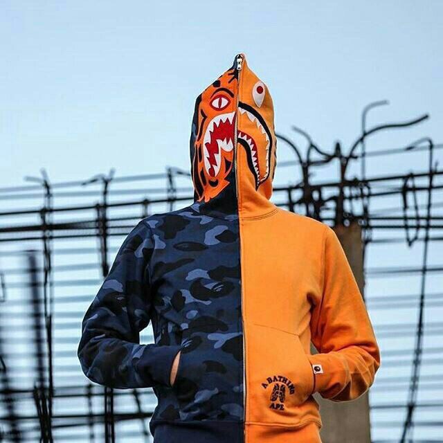 Áo Bape Hoodie Jacket OrangeBlue