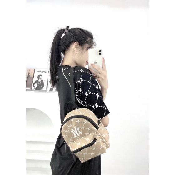 (Hàng Xuất Xịn)Balo mono mini 2 màu đen-nâu kem