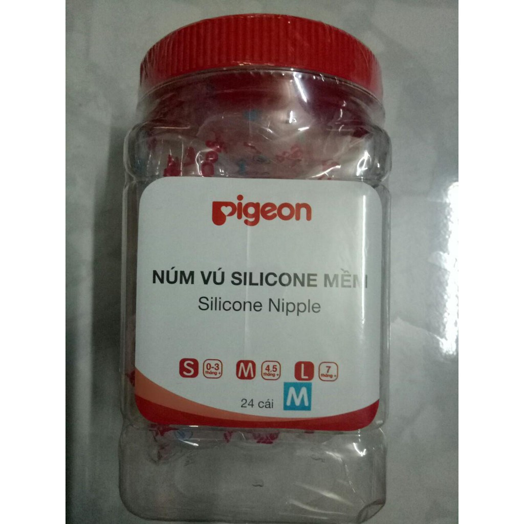 [Chính hãng] Núm ti silicone cổ hẹp Pigeon S / M / L