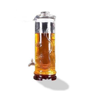 BÌNH THỦY TINH NGÂM RƯỢU 15 LÍT DÁNG TRỤ HOA VĂN RỒNG