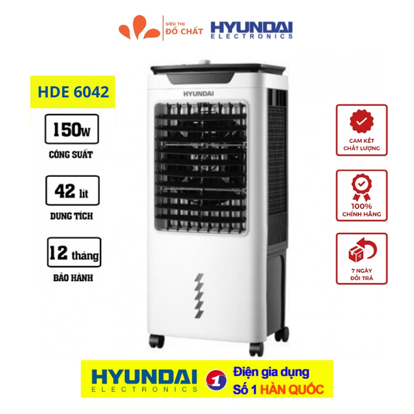 Quạt điều hòa hơi nước, quạt làm mát Hyundai HDE-6042, Dung tích 42L, Bảo hành 12 tháng