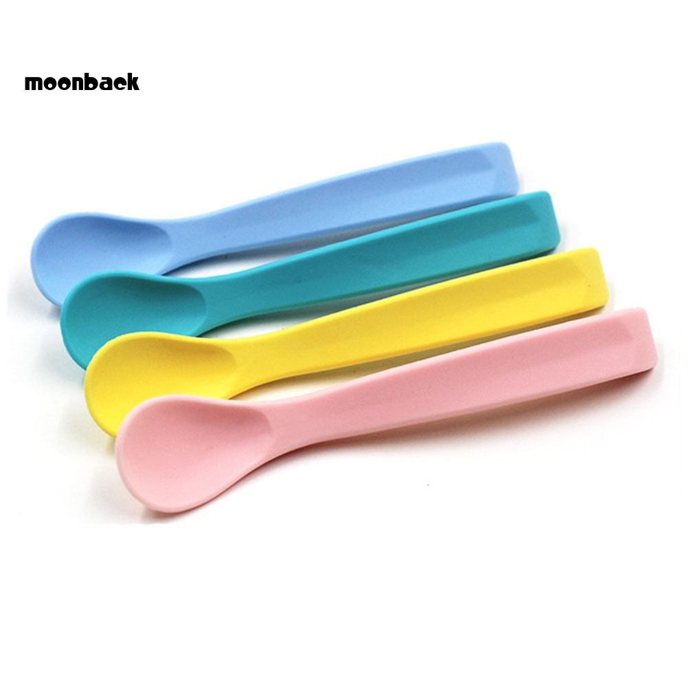 Muỗng Ăn Dặm Bằng Silicon Mềm Màu Trơn Cho Bé