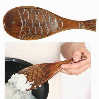 Muôi gỗ hình cá kiểu Nhật/ vá xúc cơm gỗ hình cá hàng xưởng Việt Nam (Muôi cơm hình cá)