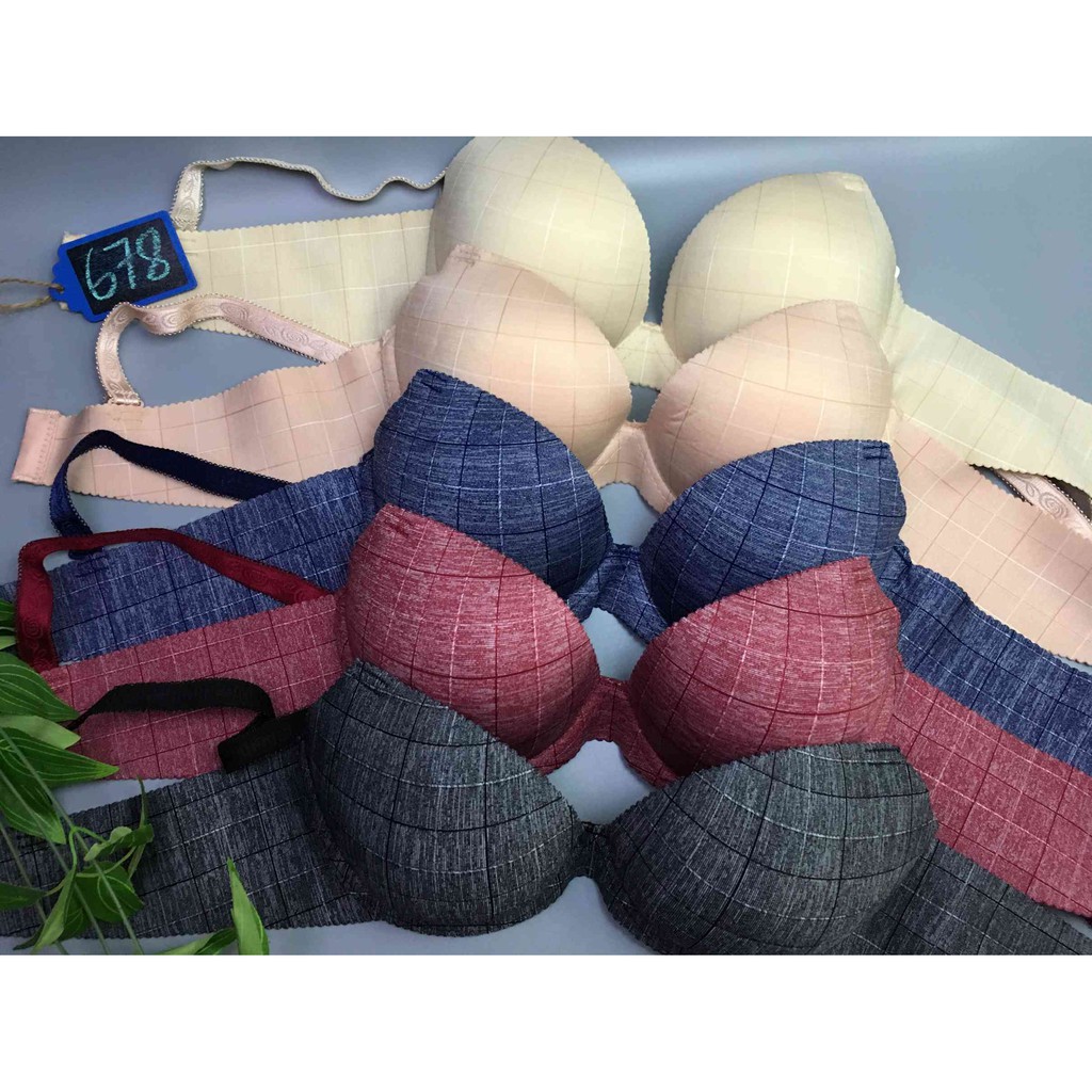 Áo ngực su sọc kẻ ô thông hơi mút kép nâng ngực