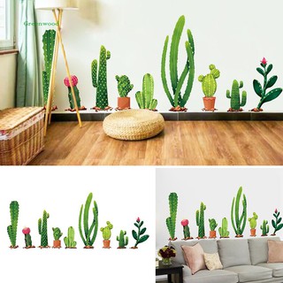 Sticker dán tường họa tiết hình cây xương rồng dùng trang trí phòng khách