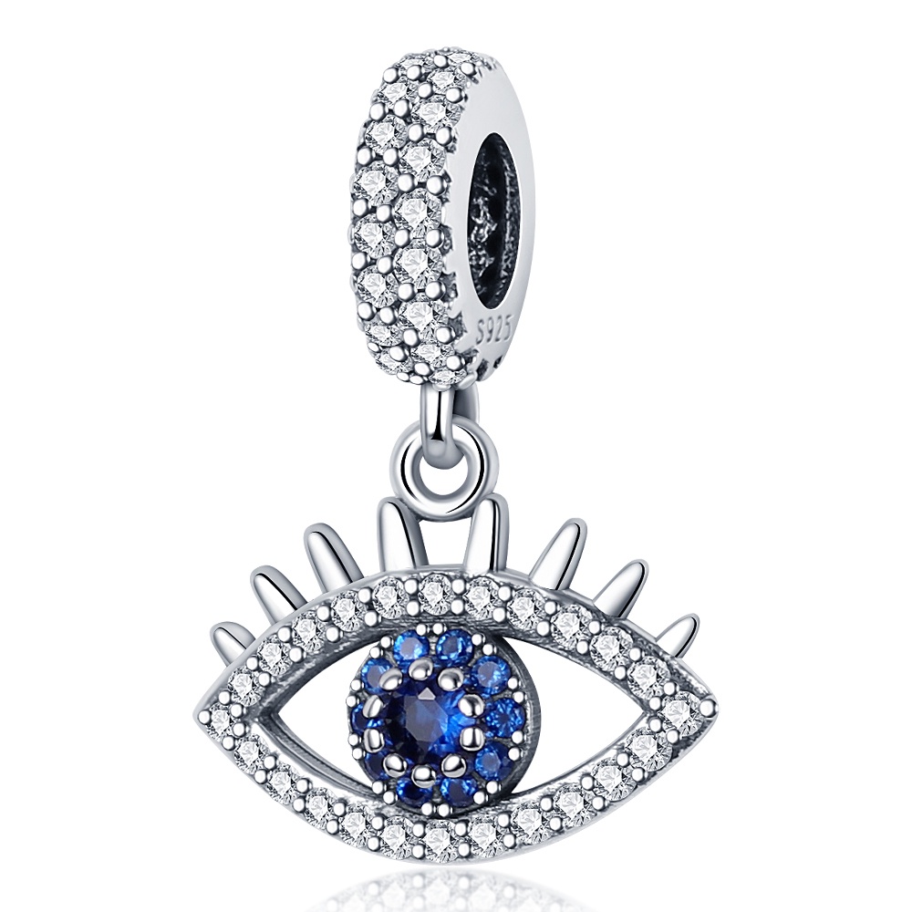 PANDORA Vòng Tay Chuỗi Hạt Mạ Bạc 925 Mặt Hình Mắt Quỷ Độc Đáo