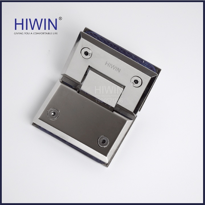 Bản lề phòng tắm kính 135 độ đế cân cạnh vát chất liệu inox 304 mặt gương HIWIN HG-006 (dày 5mm)