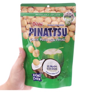 Snack nhân đậu phộng vị nước cốt dừa Pinattsu Oishi gói 95g
