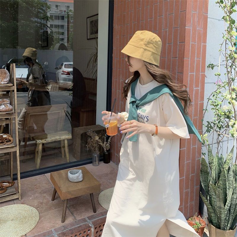 Jiashucheng Áo Thun Tay Ngắn Dáng Rộng In Chữ Phong Cách Harajuku Hàn Quốc Dễ Phối Đồ Mi