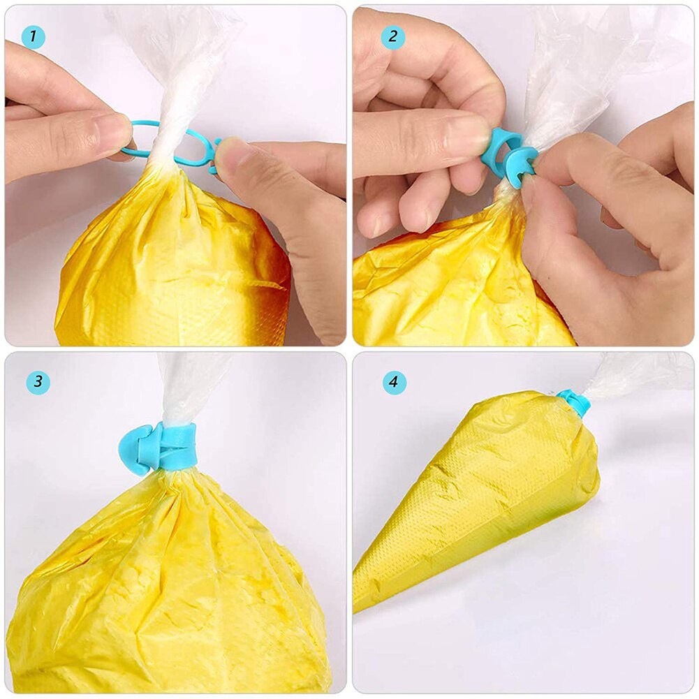 10pcs/set Self-locking Reusable Silicone Sealing Clip Rubber Band Lashing Icing Piping Bag Circle Buckle Pastry Bags Ties Fixed Rings