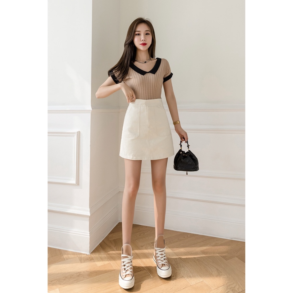 Chân váy nữ, chân váy nữ chất kaki 2 màu trắng đen đủ size S M L SKUCV-06B