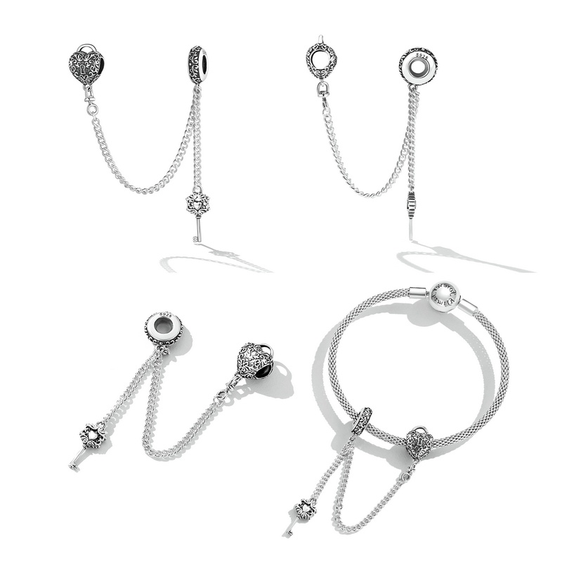 Mặt vòng cổ / vòng tay BAMOER bằng bạc 925 DIY thời trang cá tính