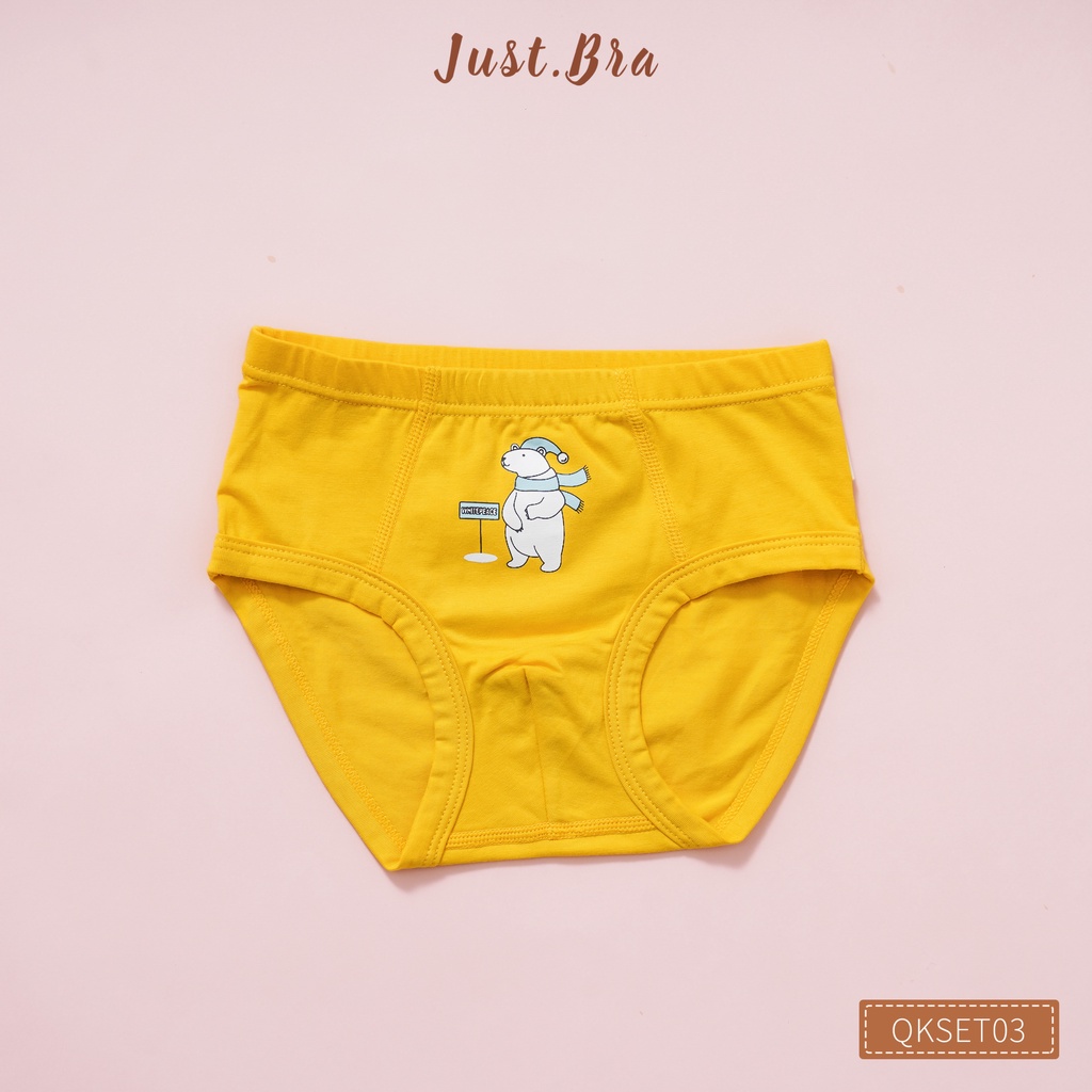 Set 3 quần chip trẻ em Just Bra họa tiết gấu trắng đáng yêu cho bé QKset03