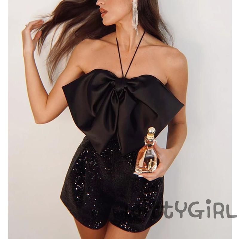 Bộ Áo Liền Quần Không Tay Đính Nơ Lấp Lánh Dành Cho Nữ | BigBuy360 - bigbuy360.vn