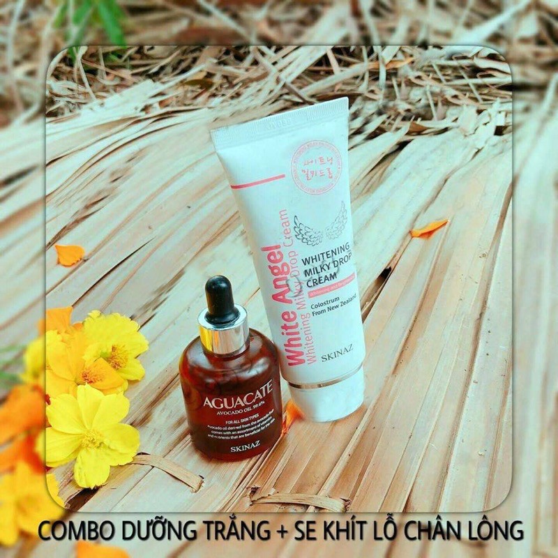 BỘ DƯỠNG DA BAN NGÀY SKINAZ kem white angel + tinh chất bơ skinaz