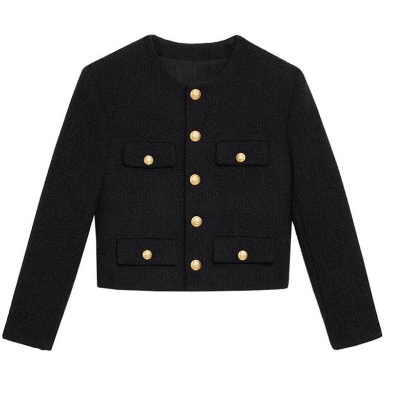 Áo khoác vải tweed màu đen giống Lisa BLACKPINK