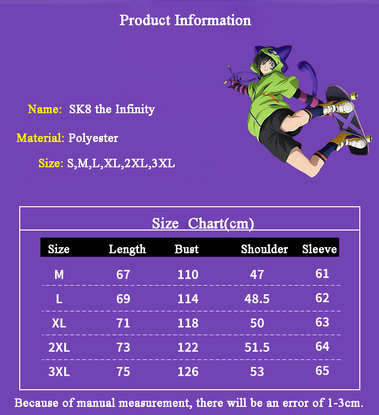Áo khoác hoodie dài tay cosplay nhân vật anime Sk8 The Infinity Meya độc đáo