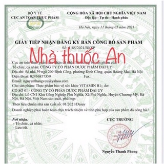 vitamin B1 Đại Uy (chai 100 viên)