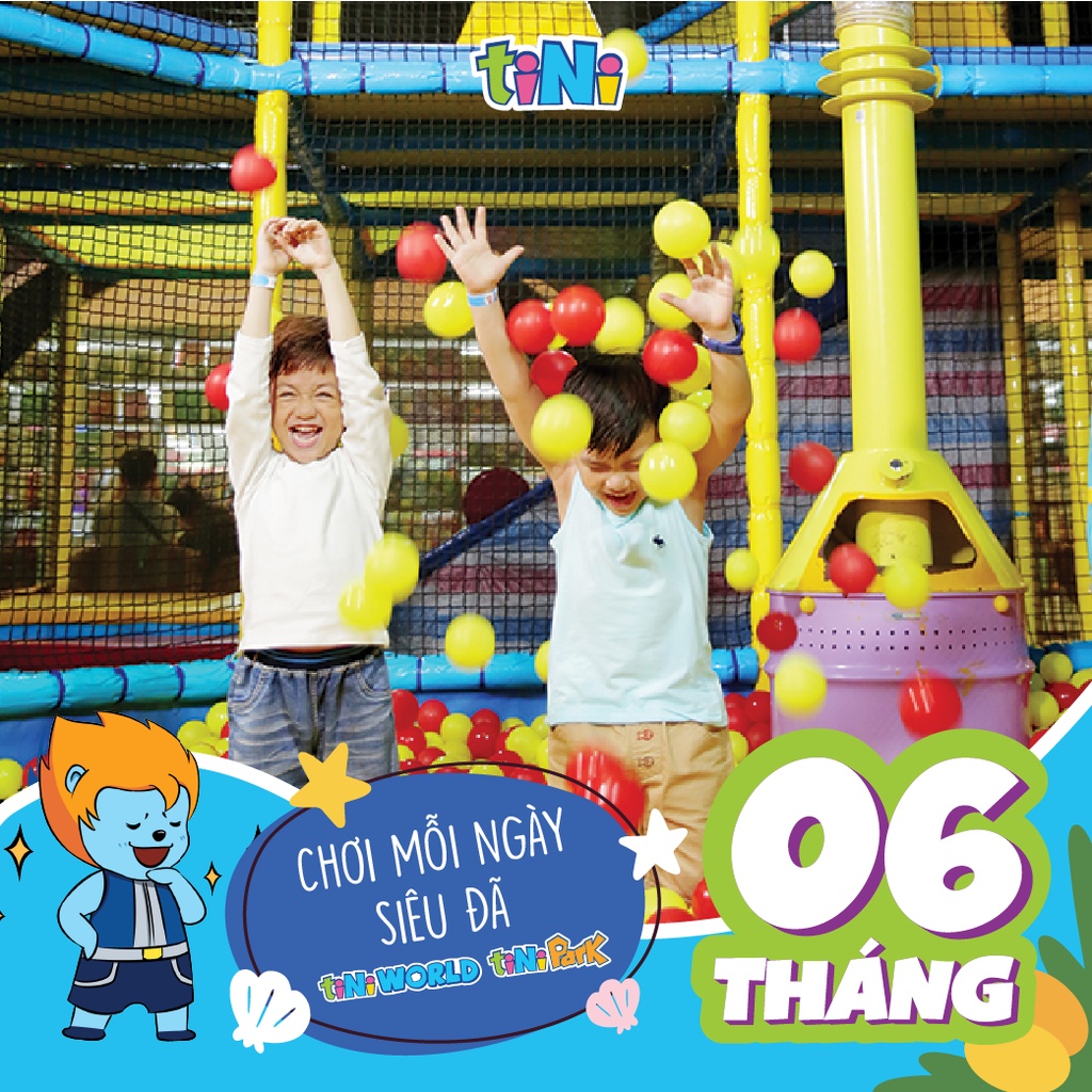 - Evoucher tiNiWorld VÀ tiNiPark - Siêu Vé Thần Kỳ Vui Chơi Thả Ga Gói 06 Tháng MGK06