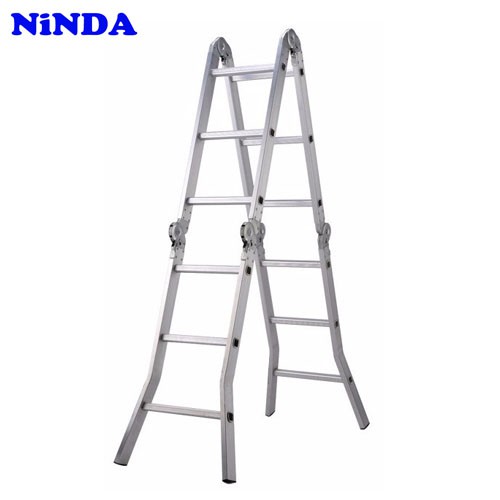 Thang nhôm Ninda ND-403 gấp 4 khúc chữ M, cao 3m7, dùng cho thợ sửa chữa điện lạnh, thi công