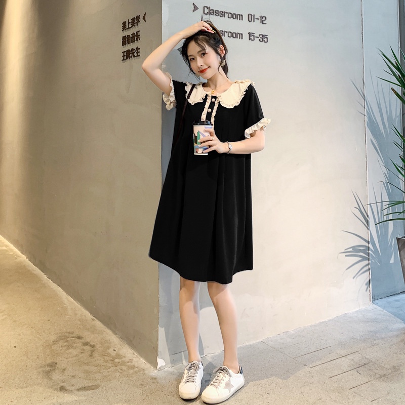 Đầm bầu ngắn tay cổ bèo đính hạt chai xinh xắn thời trang thiết kế MSP127 Mom and Baby