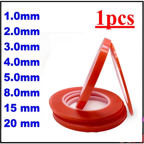 1 Cuộn Băng Keo Hai Mặt Bằng Silicon Màu Đỏ 25M Độ Bền Cao 1 2 3 4 5 8 15 20mm Cho Điện Thoại