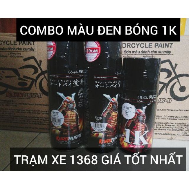 SƠN SAMURAI COMBO MÀU ĐEN BÓNG 109 PHỦ BÓNG K1K GỒM 3 CHAI