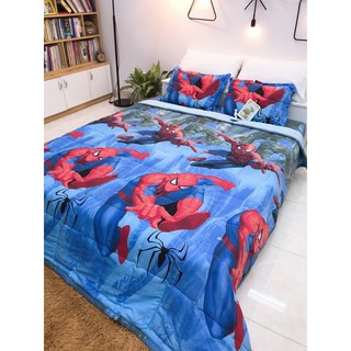 Bộ Chăn Ga Gối Đũi Người  Nhện Cho Bé Trai Hàng Nhập Khẩu