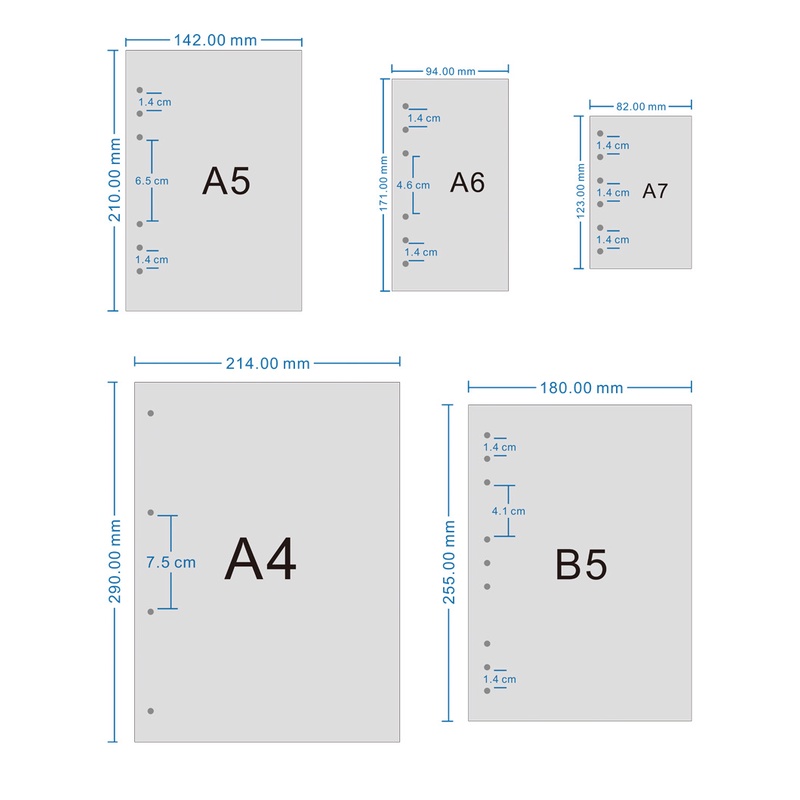 [Dày dặn 100GSM]  Giấy Refill, Ruột Sổ Còng, Binder  A4/B5/A5/A6 4-6 Lỗ Dot/ Caro Grid/ Kẻ ngang Line - RosyPosy