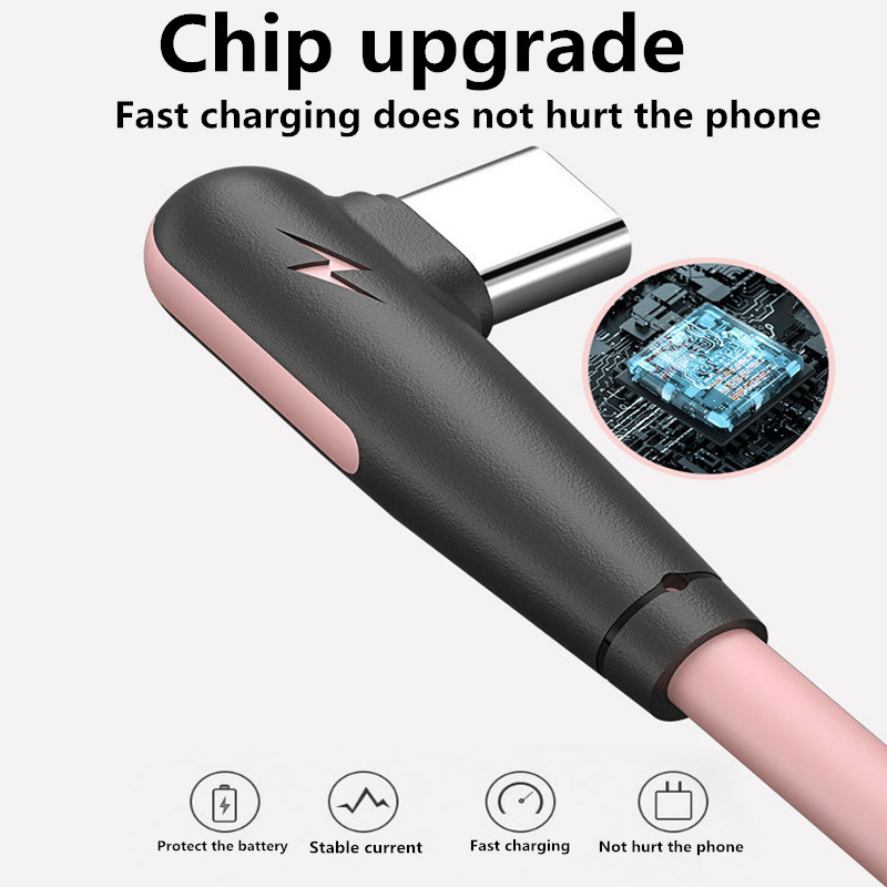 Dây cáp sạc Type-C KAXOE 3A sạc nhanh bằng silicone kiểu 90 độ