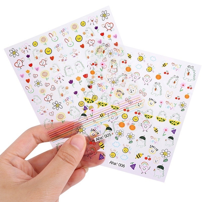 1 Tờ Miếng Dán Móng Tay Nghệ Thuật Họa Tiết Khủng Long Hoạt Hình Dễ Thương Chống Nước Tự Dính Trang Trí Móng Tay DIY