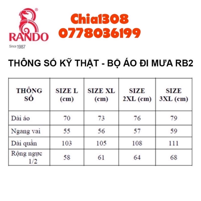 Áo mưa bộ hai lớp Rando 2 công dụng ( sỉ inbox)