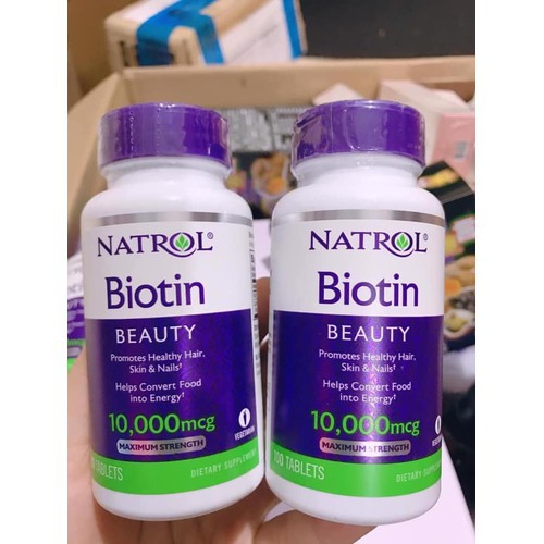 Viên uống mọc tóc, chống rụng tóc Natrol Biotin 10,000mcg Maximum Strength 100 viên