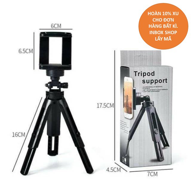 Chân Kẹp Điện Thoại Tripod Mini 3 chân (Kèm Đầu Kẹp)