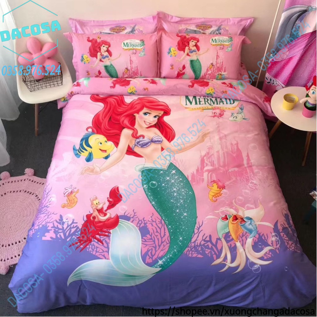 Bộ Chăn Ga Và Vỏ Gối FREESHIP Cotton 5D Nhân Vật Hoạt Hình Disney