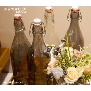 Chai thuỷ tinh 1lit nắp gài