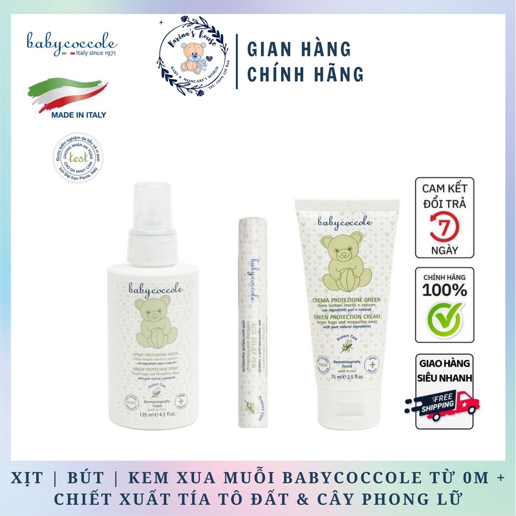 Kem / Xịt / thanh lăn xua muỗi Babycoccole 0M+ chống muỗi đốt cho bé và cả gia đình