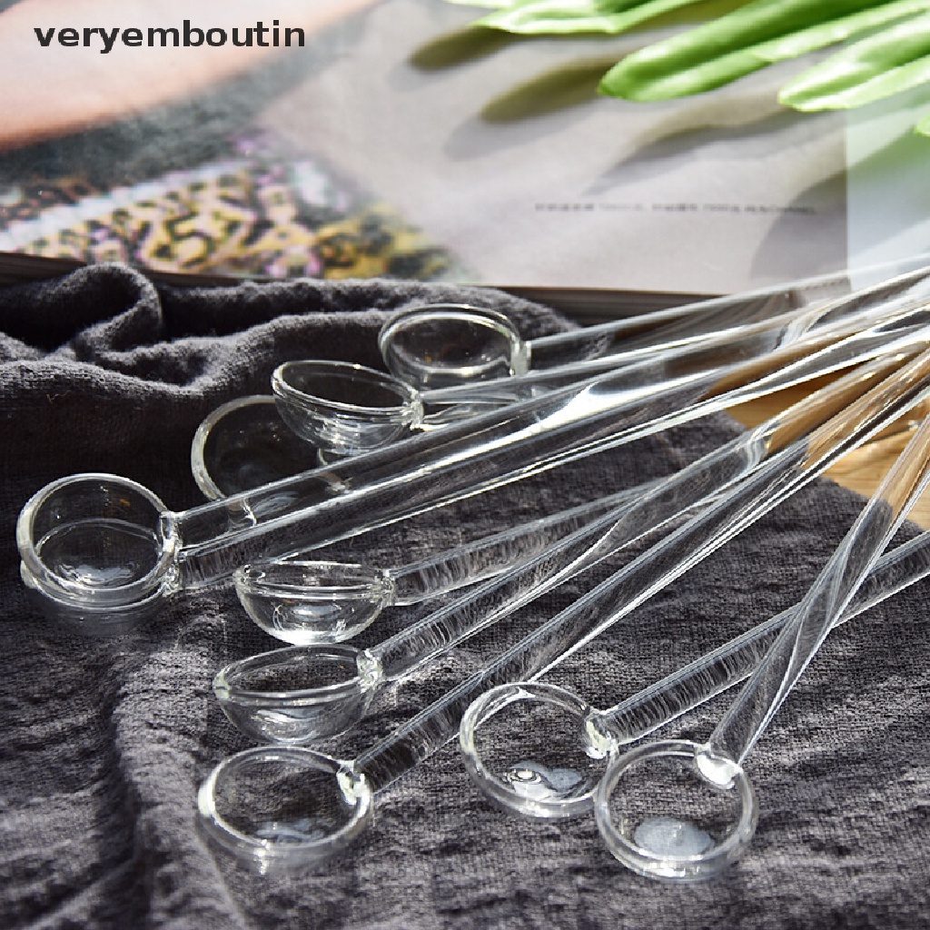 Muỗng cà phê bằng thủy tinh trong suốt tay cầm dài