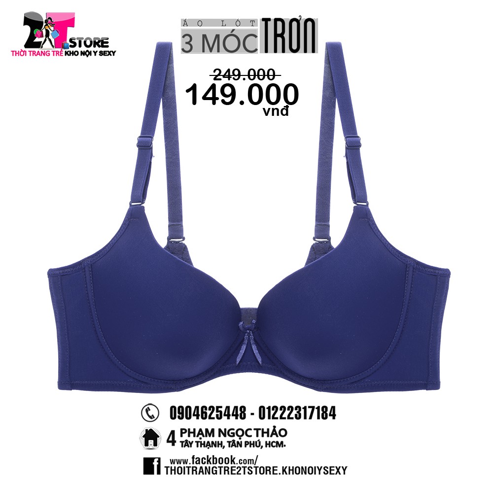 Áo Nâng Ngực Cotton 3 Móc Trơn (Xanh Dương)